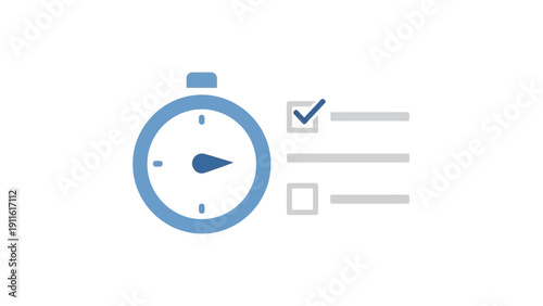 Blue Stopwatch Icon with Checkboxes.