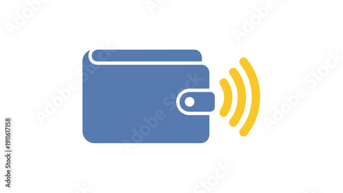 Blue Wallet with Contactless Payment Symbol.