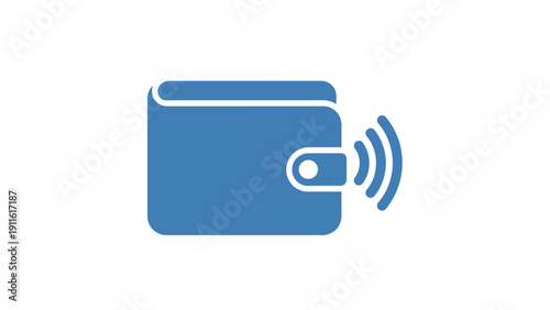 Blue Wallet with RFID Signal Icon.