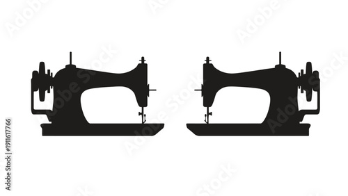 Sewing machines in the form of vector silhouettes for design