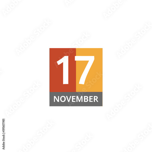 A vivid representation of the seventeenth day of November, perfectly encapsulated in a modern calendar icon, highlighting important chronological