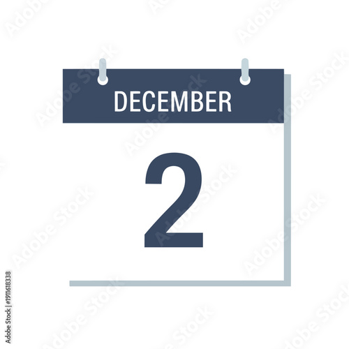 Digital calendar page showing December second a concise graphic representation of an important date in clean flat design suitable for scheduling and