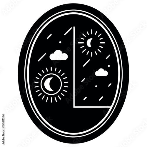 A mirror with digital displays showing time 