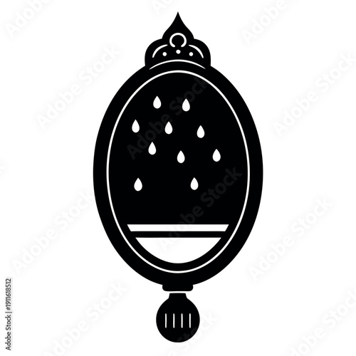 A mirror with digital displays showing time 