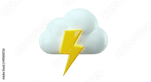 3D Rendering of a Thunder Cloud Icon
