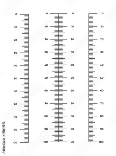 Vertical measurement scales increments zero to hundred tracking indicators