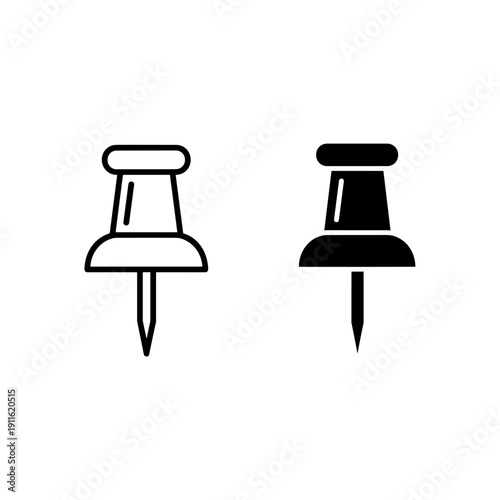 Two push pins in different colors on a white background Vector
