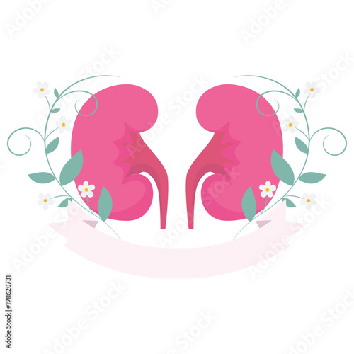 Floral Kidneys With Ribbon Banner