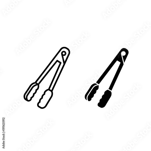 A pair of black and white drawings of tongs Vector