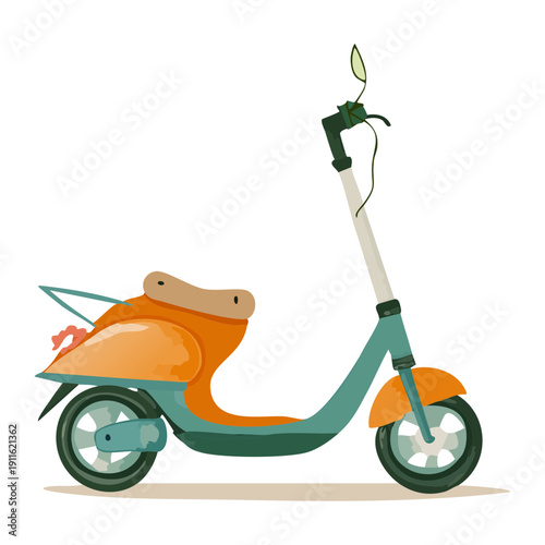 Modern electric scooter transportation for urban commuting and eco friendly city travel with a sleek orange design