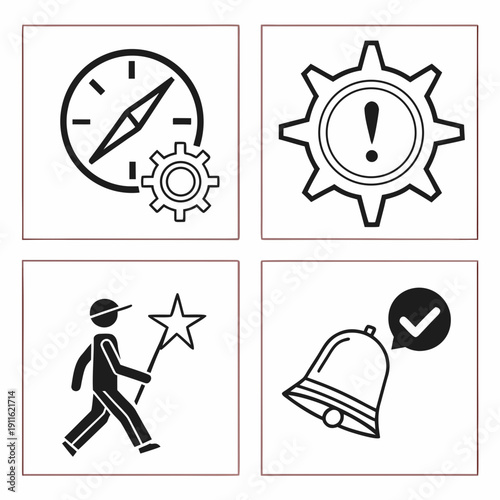Icons representing prohibited activities, warnings, and allowed actions. Vector
