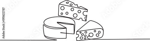 Set of cheese products one line continuous drawing.one line icon illustration with white background