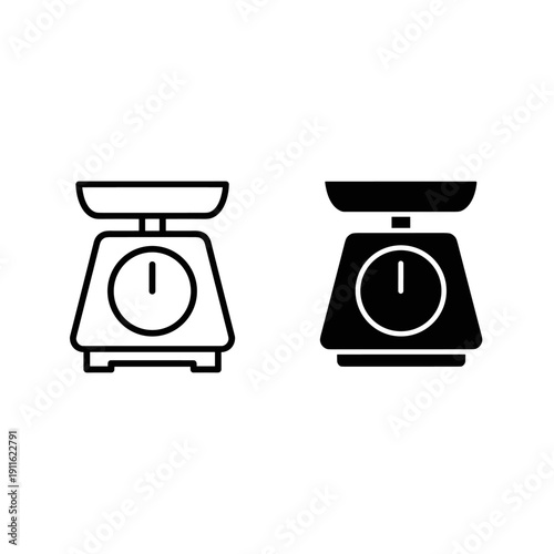 A black and white icon of two scales Vector