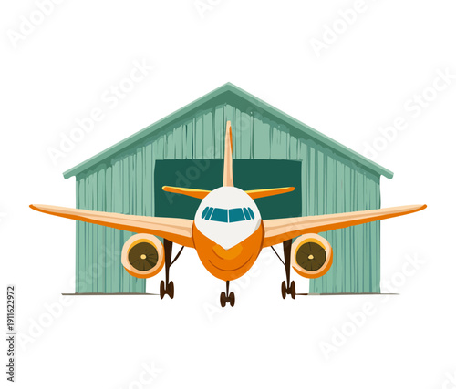 Modern commercial airplane being serviced inside a brightly lit hangar facility for essential air travel and transportation safety