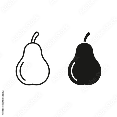 A black and white drawing of two pears Vector