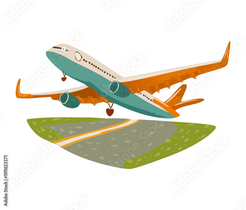 Large passenger jet airplane descending for a landing on the runway at a busy international airport for air transportation