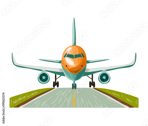 Commercial airplane parked on the tarmac with a clear sky for scheduled flight operations in the aviation transportation sector