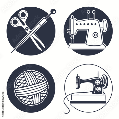 A collection of sewing and crafting tools and equipment Vector