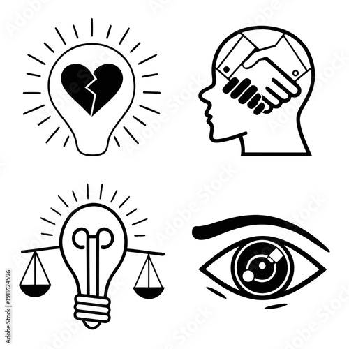 Symbols of justice, wisdom, and emotional intelligence in a modern context Vector