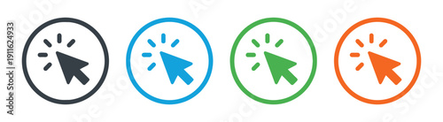 Cursor pointer icons with click effect for interaction and selection symbols