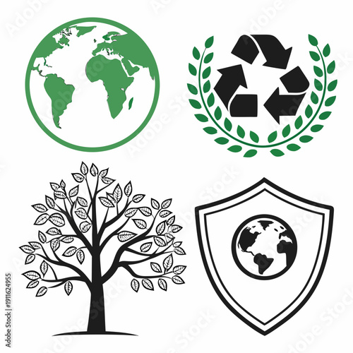 Symbols of environmental protection and global sustainability efforts Vector