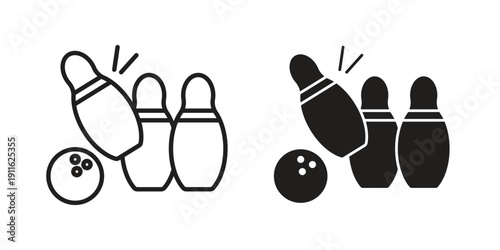 Bowling icon. linear style sign for mobile concept and website ui design