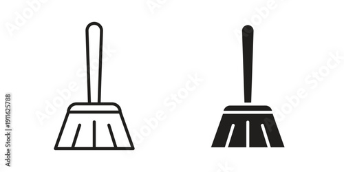 Broom icon. linear style sign for mobile concept and website ui design