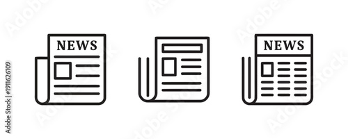 Daily press newspaper icons for media and information delivery