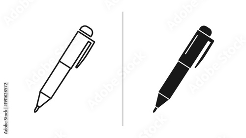 Two pens are shown in a simple line drawing style Vector