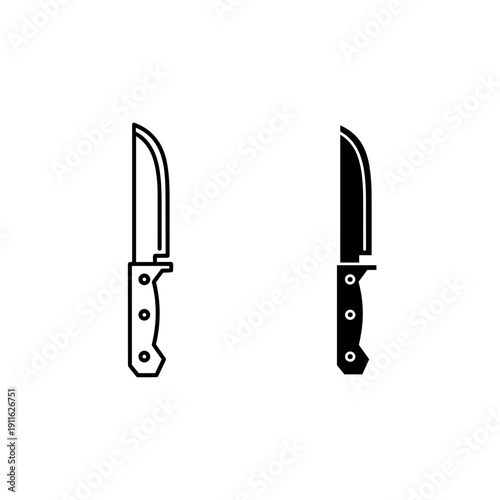 Two black and white knives side by side Vector