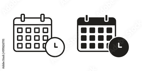 Calendar clock icon. linear style sign for mobile concept and website ui design