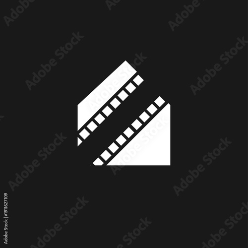 Abstract Film Strip Icon for Cinema and Video Production on Black Background