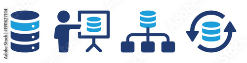 Database icons representing data storage and management concepts