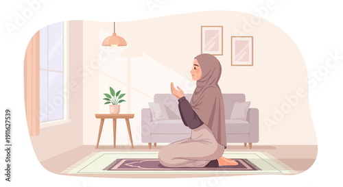 Muslim Woman Praying at Home
