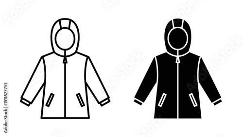 Two hooded jackets with zippers in different colors Vector