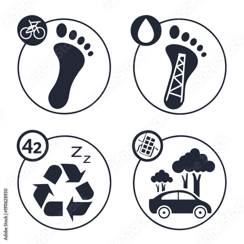 Four distinct icons representing different types of recycling and waste disposal methods Vector