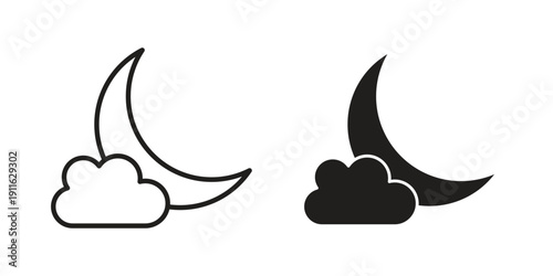 Cloud moon icon. linear style sign for mobile concept and website ui design