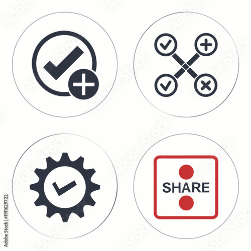 Icons representing various aspects of software development and project management Vector