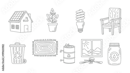 Eco-Friendly Lifestyle: An artistic illustration showcasing elements of sustainable living. The image highlights a commitment to environmental consciousness.