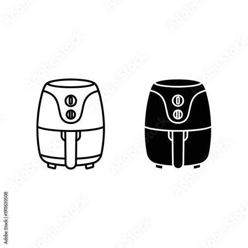 Line drawing of two air fryer units Vector