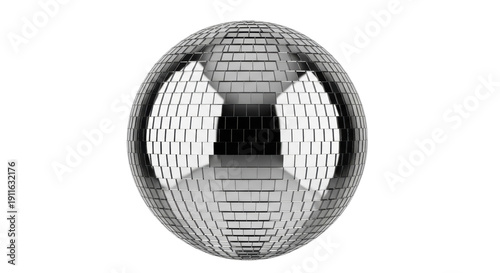 Canvastavla Shiny disco ball PNG isolated on transparent background, mirror ball with reflec