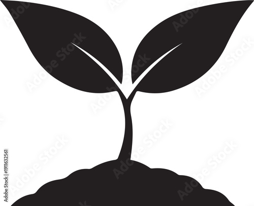 Sprout silhouette illustration vector art for growth and new beginning concept