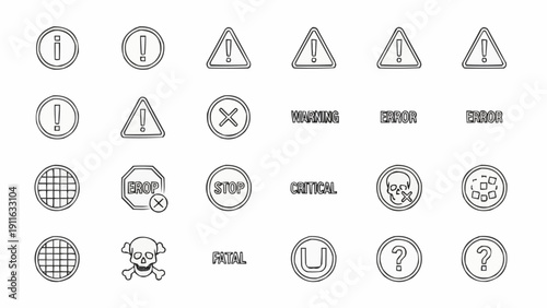 Collection of warning and status icons.
