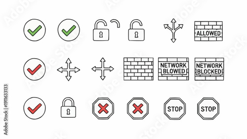 Security icons for network protection.
