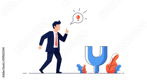 Businessman analyzing data on tablet at desk.