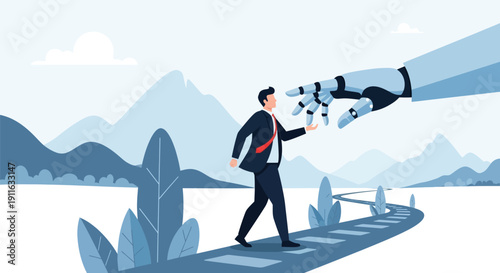 Businessman analyzing data on tablet at desk.