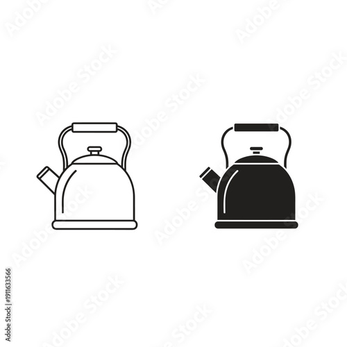 Line drawing of two different tea kettles Vector