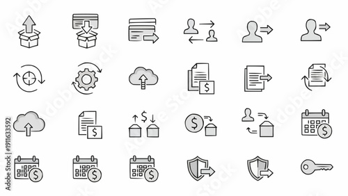 Business icons for finance and commerce.