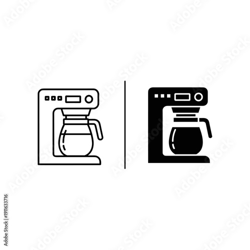 Black and white coffee makers side by side Vector