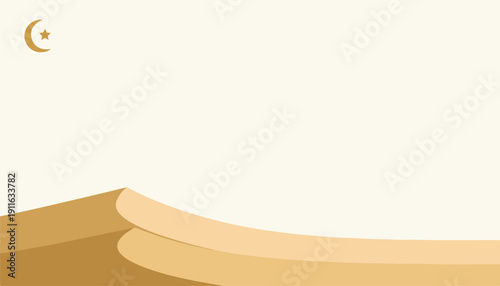 Desert Dunes Under a Crescent Moon A Serene Islamic Landscape Illustration